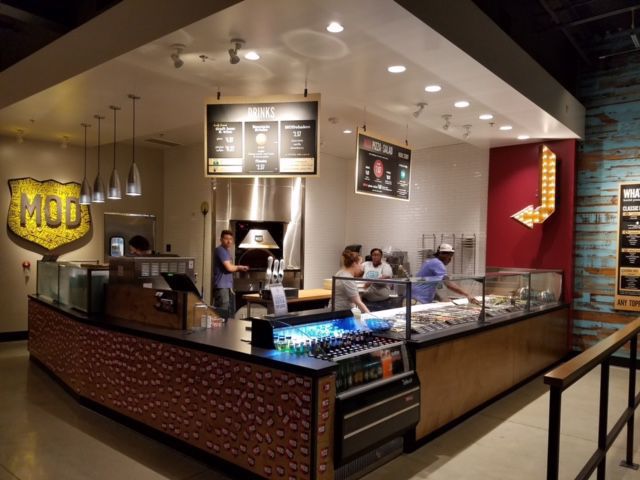 serving counter at MOD Pizza