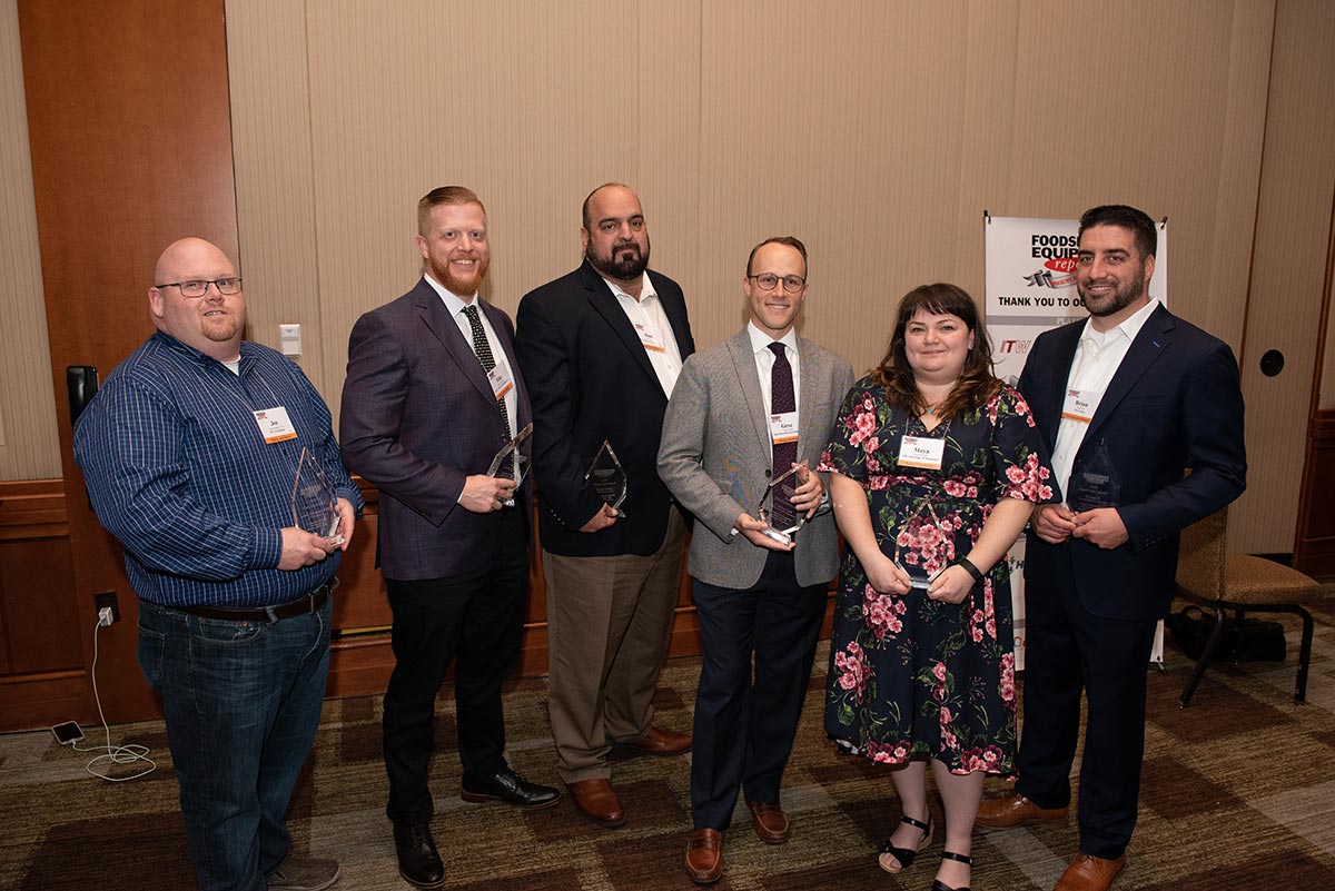 Young Lion Winners: Joe Schumaker, FCSI, SCG FoodSpace; Mike Klosterman, Apex Commercial Kitchen Co.; Dan Dibeler, K&D Factory Service; Gene Clark, Clark Food Service Equipment; Maya Vincelli, University of Richmond; Brian Gill, Five Guys.
