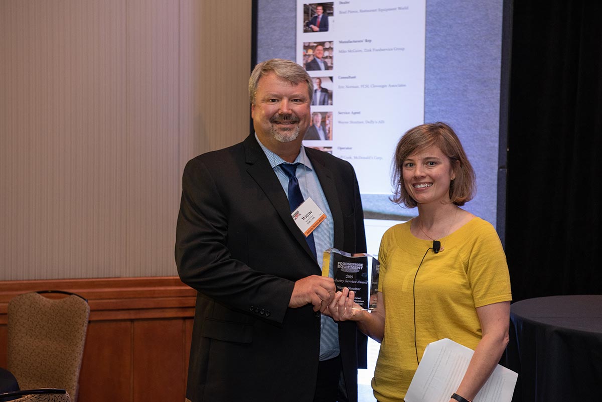 Wayne Stoutner, Duffy’s-AIS (Industry Service Winner); Allison Rezendes, Foodservice Equipment Reports.