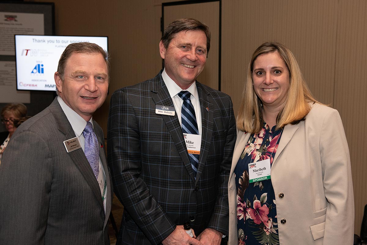 Jeff Michael, Welbilt; Mike McGuire, Zink Foodservice Group (Industry Service Winner); Maribeth Kelly, Welbilt.