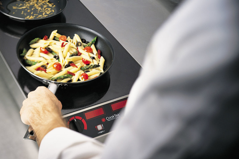 Makers have created durable induction units that stand up to the back-of-house. These units generate 2500W or more per hob and can withstand the heat and grease of a production kitchen.
Courtesy of CookTek.