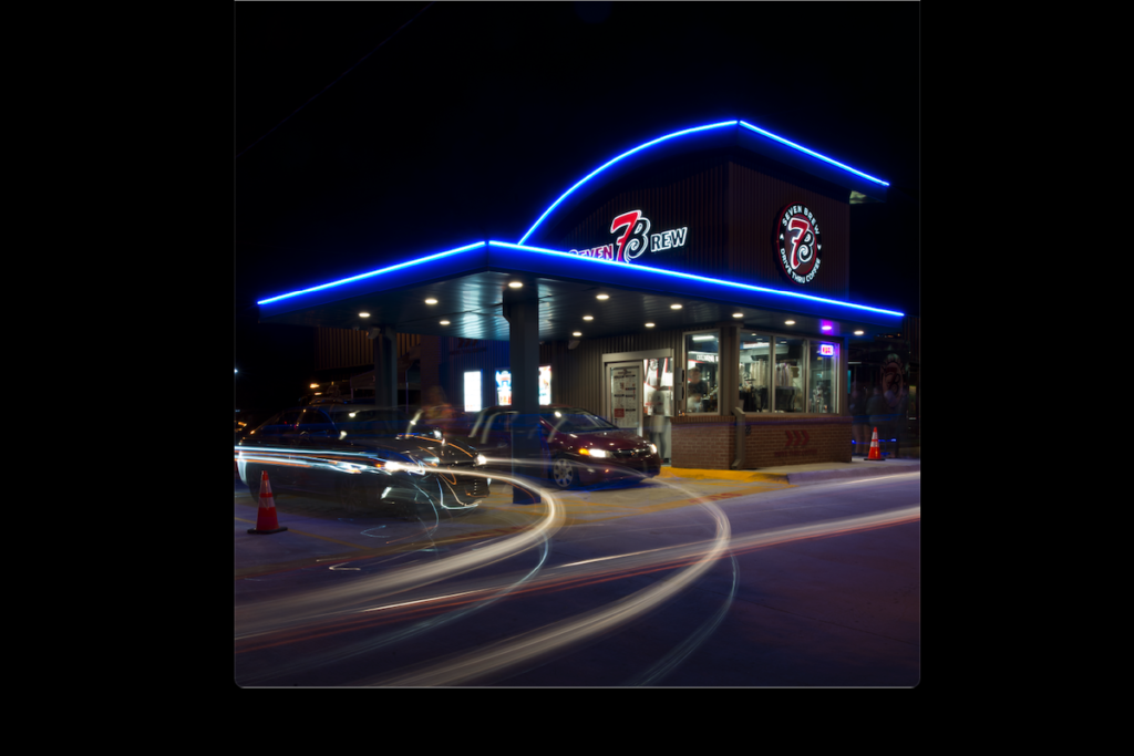 Seven Brew Drive-Thru Coffee's location in Fayetteville, Ark., is pictured. It is one of nine stores currently in operation. Photo Courtesy of Seven Brew