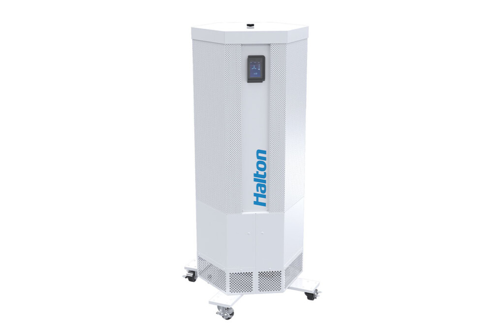 This Halton Sentinel mobile UV germicidal irradiation filtration unit goes where permanent air purification systems can’t reach and uses MERV 13 air filters. Halton / halton.com