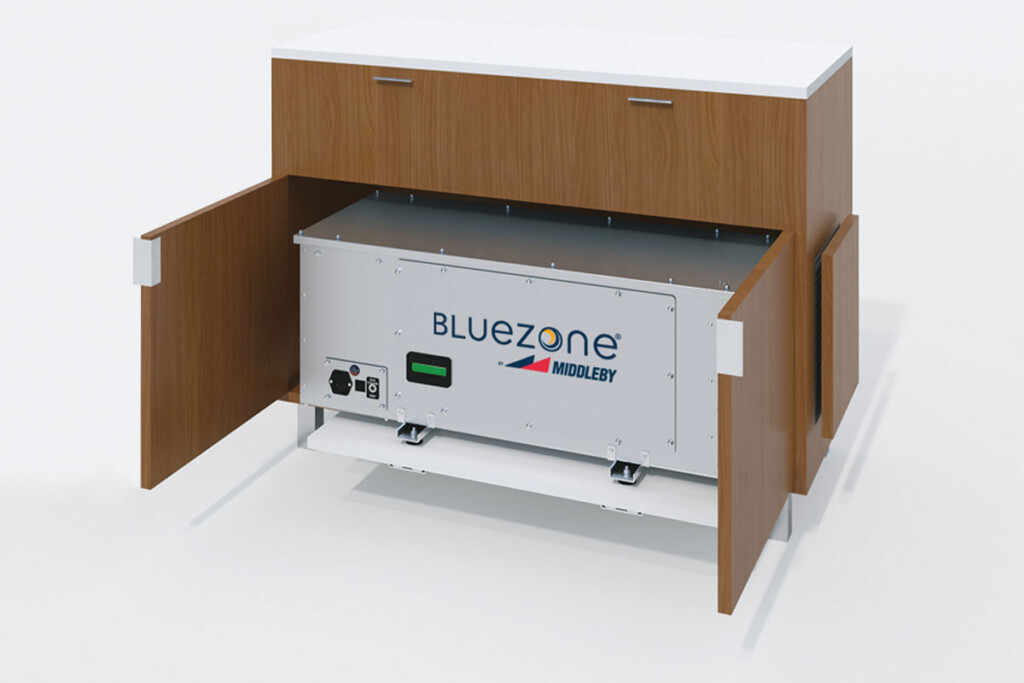 Instead of relying on mechanical filtration, Bluezone/Middleby Viral Kill units use UV-enhanced oxidation to chemically attack airborne contaminants including viruses, mold and bacteria. Middleby / bluezone.com