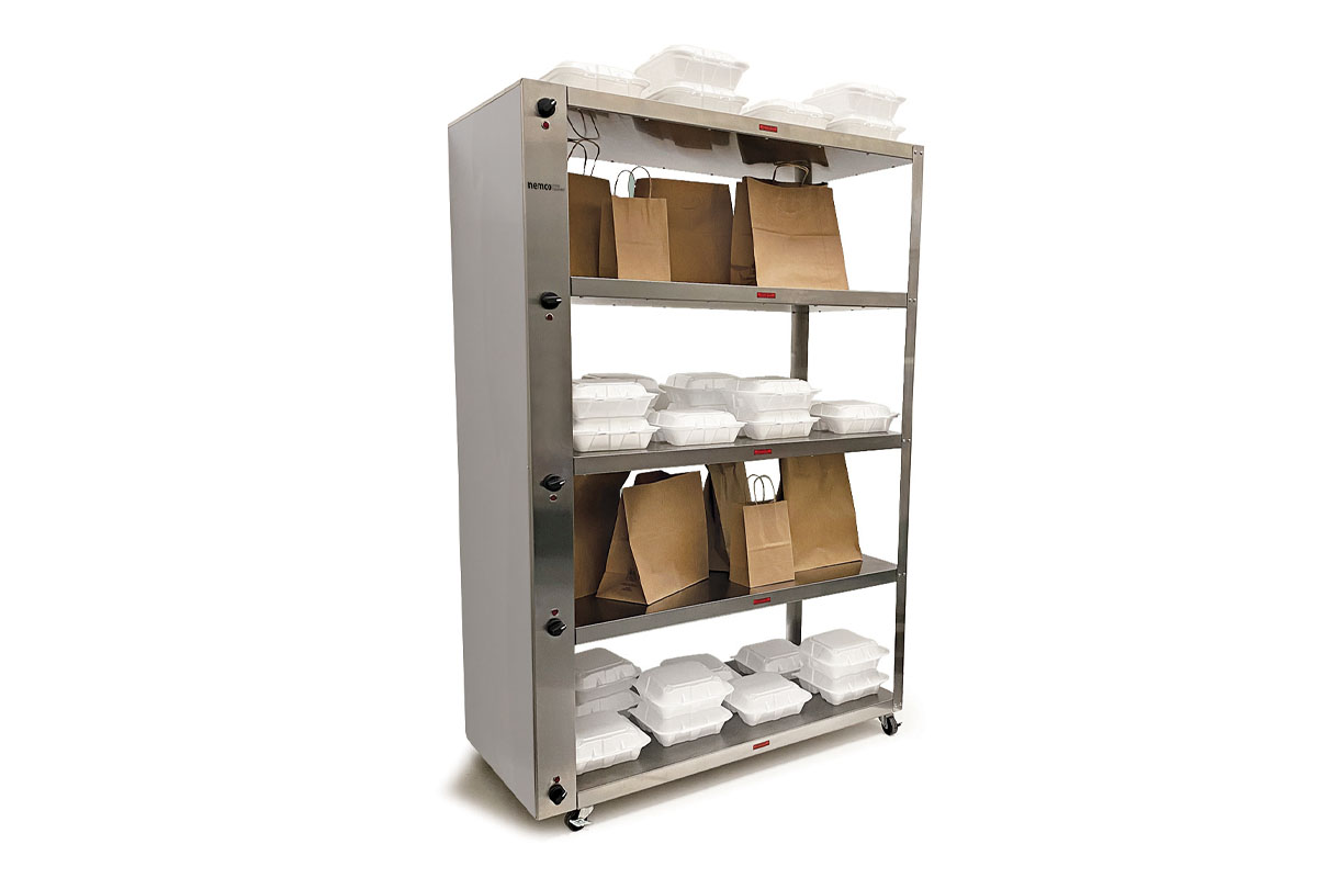 1021 Shelves GALLERY Nemco stacked heated to Go shelves wFOOD 5212white