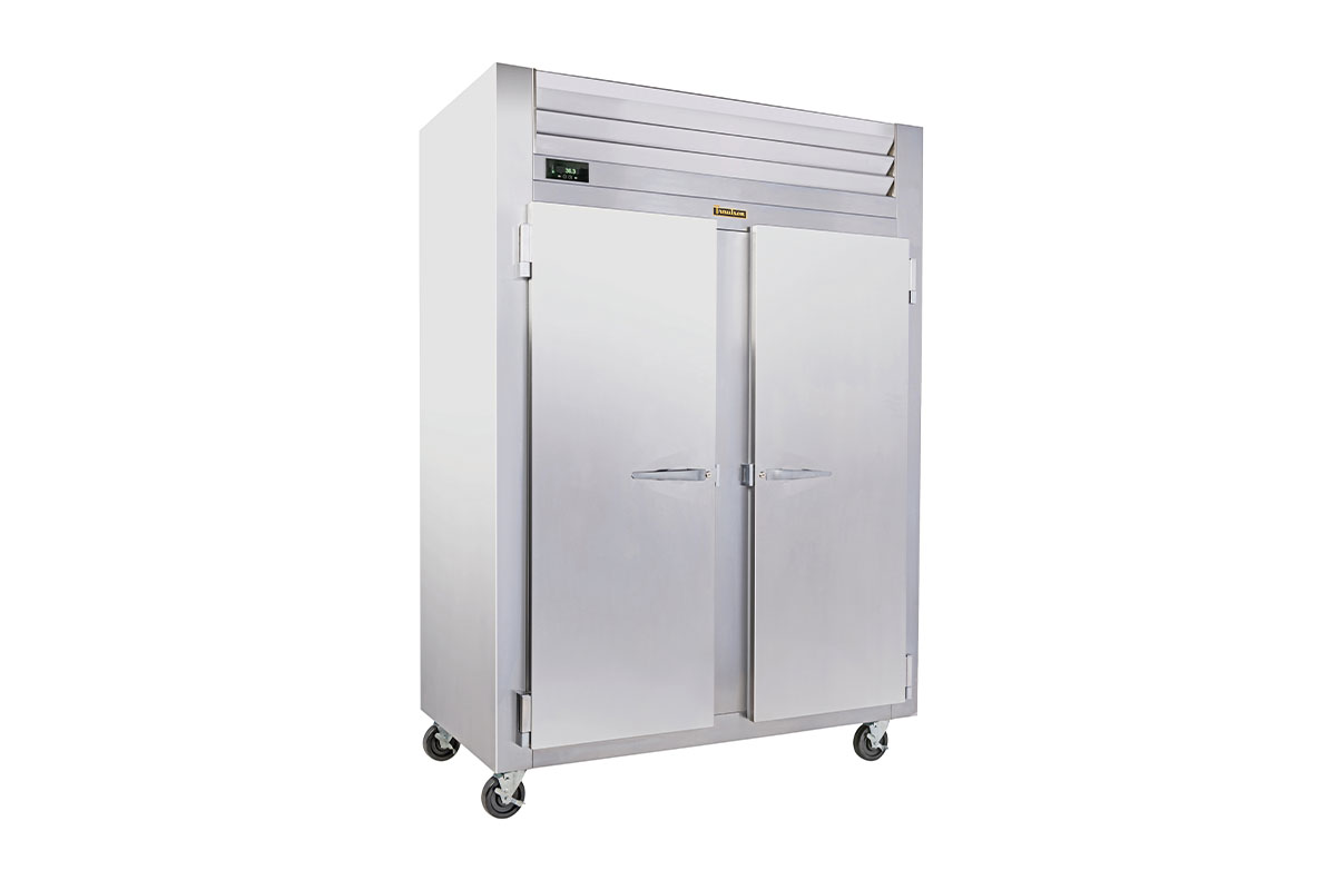 RA Series 2 Section Wide Reach In Solid Doors with Casters