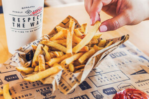 French Fries Eating with Drink