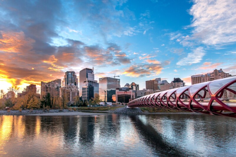 Peace Bridge Sunset Calgary Alberta Canada