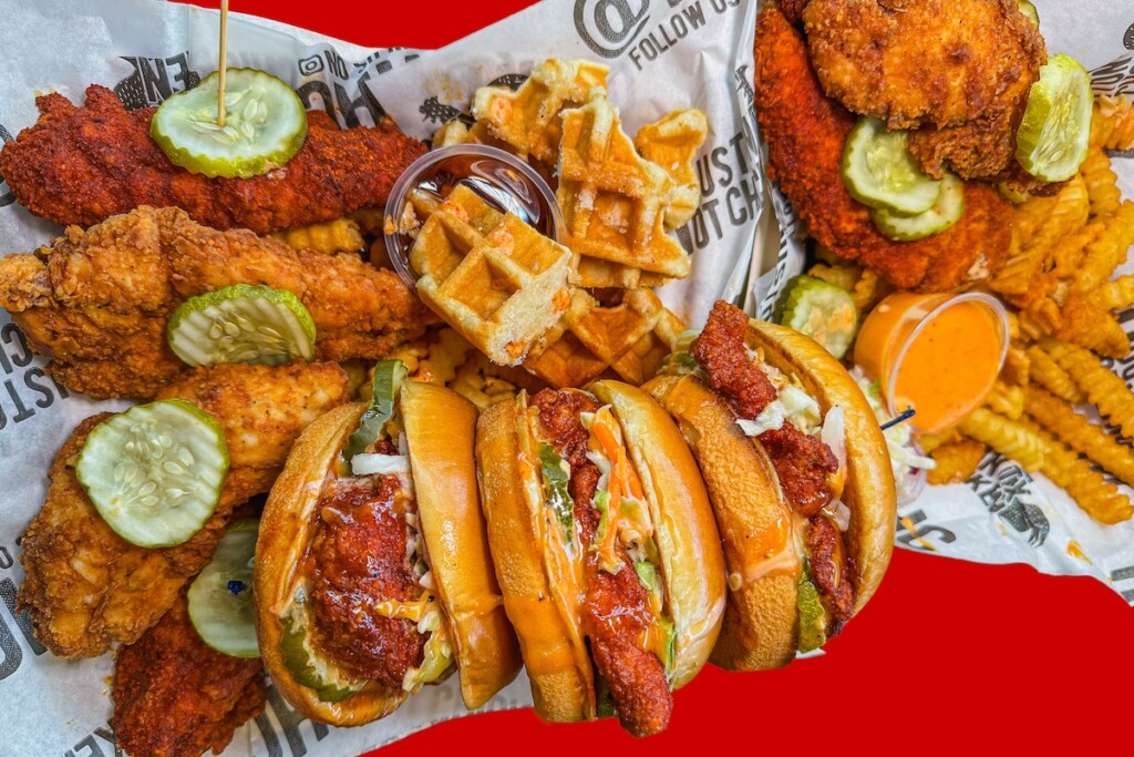 HoustonTXHotChicken Party Tray x Sandwich Stack