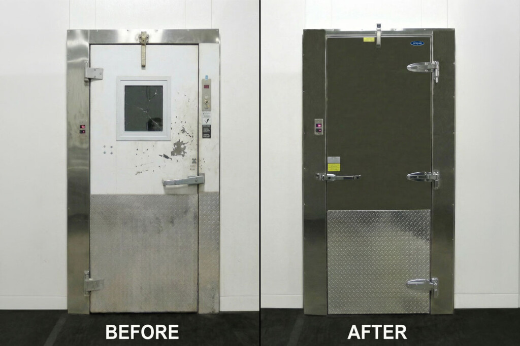 Norlake replacement door before and after