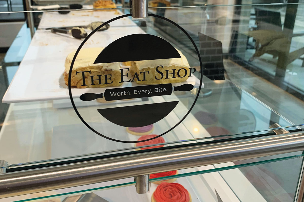 PMG printed cafe logo end panel