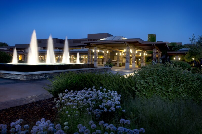 Resort main lodge evening